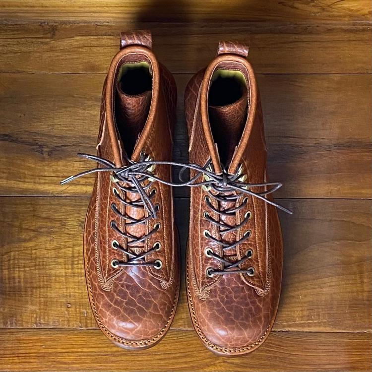 Prof. Barnets Bulky Lace to Toe Boots ( Law Tanning Shrunken Bison Peanut )